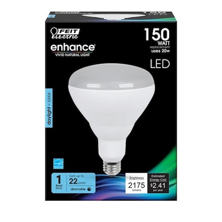 Feit Electric 3008699 150W Equivalence Feit Electric BR40 Medium E26 LED Bulb; Daylight